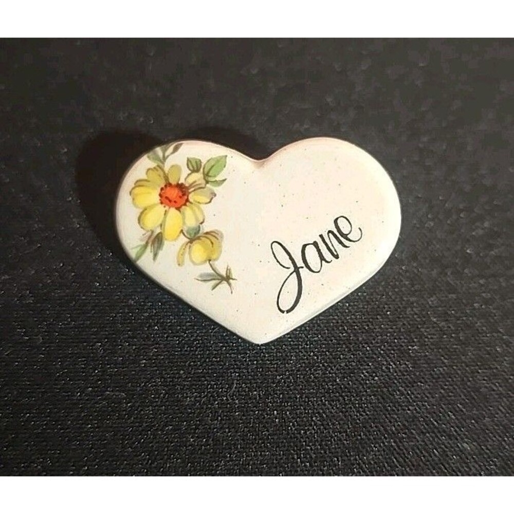 Vintage Personalized Heart Pin - Jane